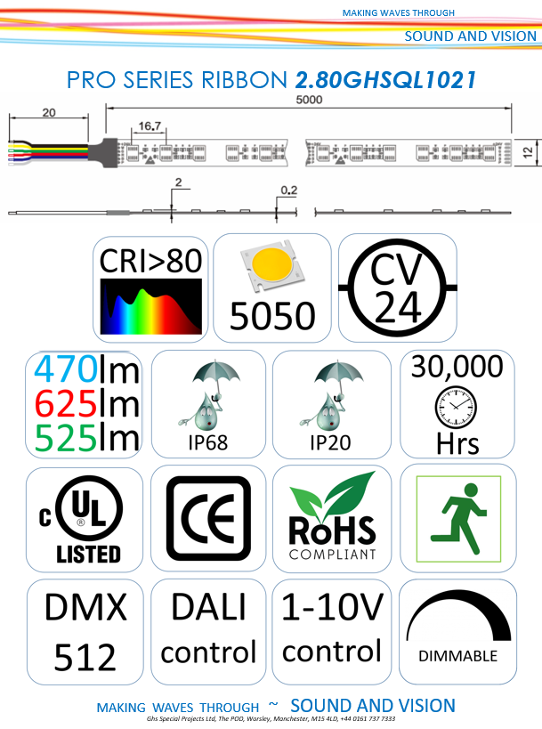 24 Watt per Metre 24volt QL PRO Series RGBWW LED Ribbon Tape - Image 2
