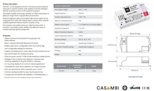 One-LUX ONE-SENSE OS-5.8C – CASAMBI Microwave Sensor - Image 2