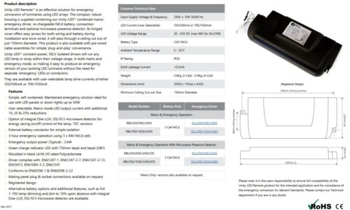 One-LUX UNITY-LED OLU350/500mA Mains Emergency Driver - Image 2