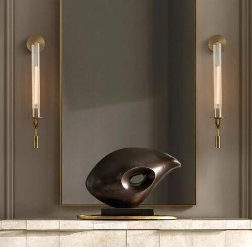 DEC001 Art Deco Brass Style Glass Wall Light - Image 4