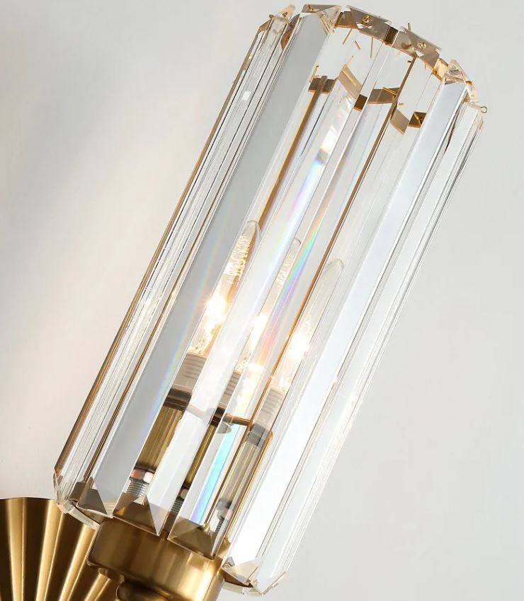 DEC003 ART DECO BRASS STYLE K9 CRYSTAL WALL LIGHT - Image 3