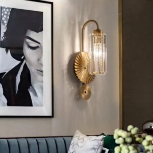 DEC004 Art Deco Brass Style K9 Crystal Wall Light