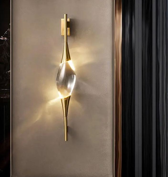 DEC005 ART DECO BRASS STYLE K9 CRYSTAL WALL LIGHT - Image 4