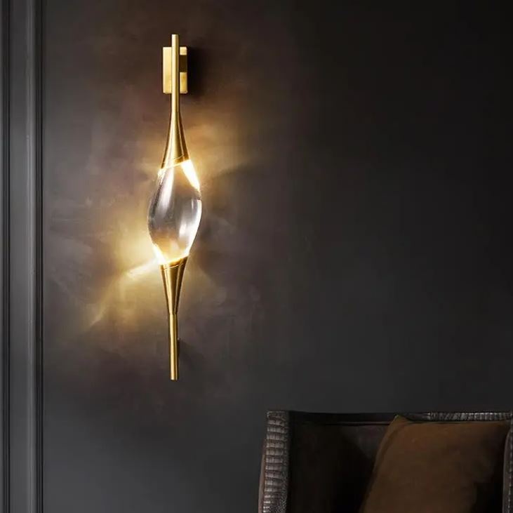 DEC005 ART DECO BRASS STYLE K9 CRYSTAL WALL LIGHT