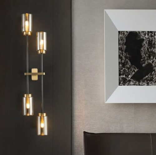 DEC009 Art Deco Brass Style Glass Wall Light