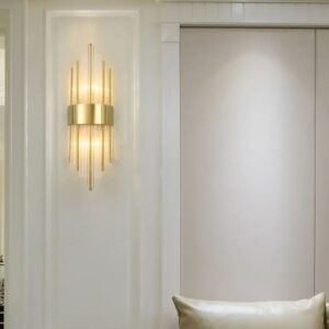 DEC012 Art Deco Brass Style Glass Wall light - Image 2