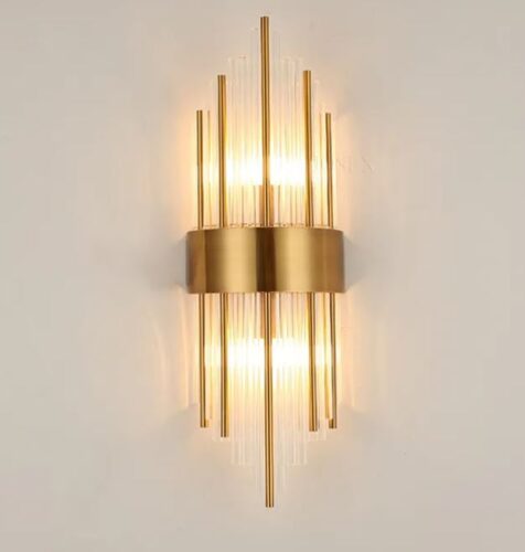 DEC012 Art Deco Brass Style Glass Wall light - Image 5