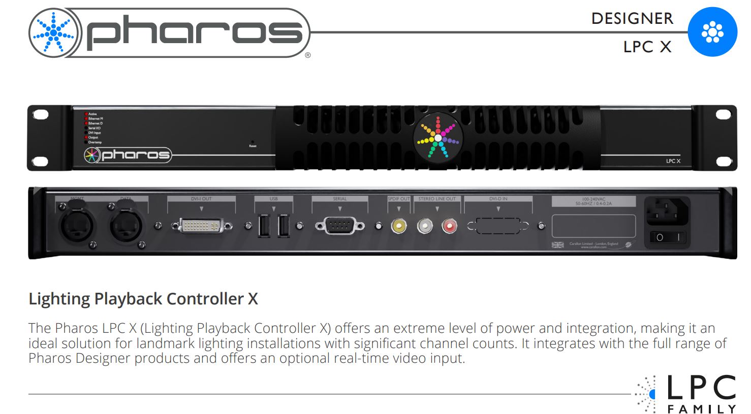 Pharos Designer LPCX Lighting Playback Controller
