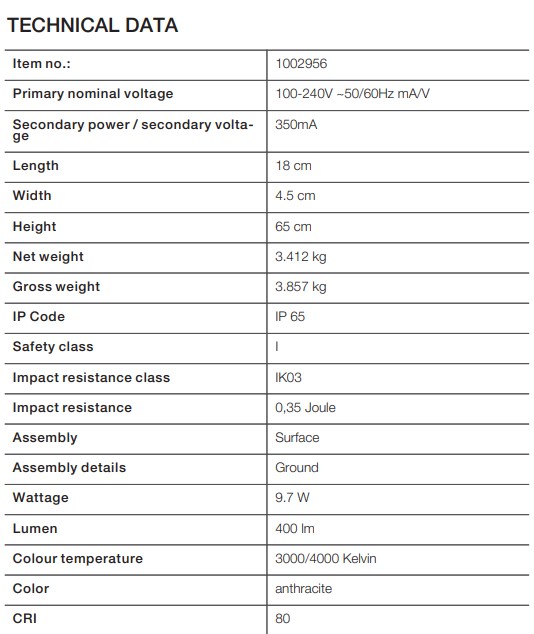 FLATT POLE 65 Outdoor LED floor stand 3000K IP65 Anthracite - Image 5