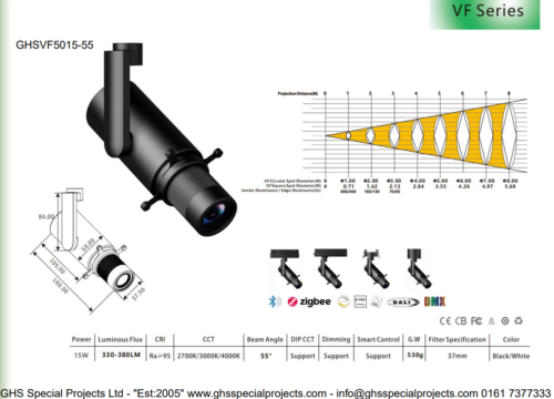 15W GHSVF5O15 Framing Projector Spotlight Contour Focus - Image 2