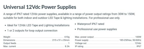 100W Constant Voltage LED Driver 12V / 24V - Image 2