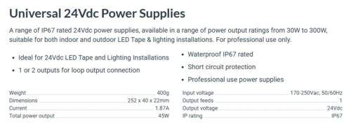 45W Constant Voltage LED Driver 12V / 24V - Image 2