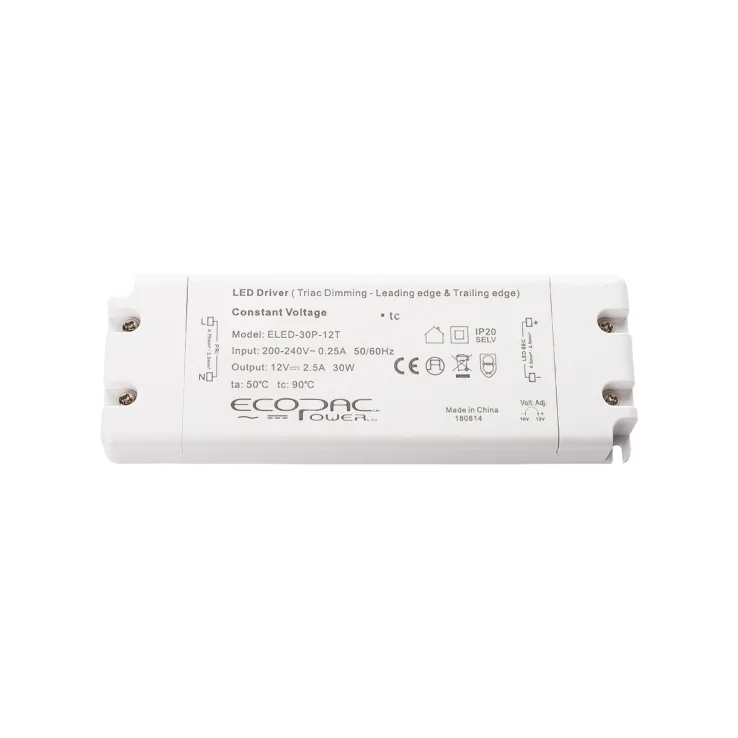 Ecopac ELED-30P-T 30W TRIAC-Dimmable Constant Voltage LED Drivers