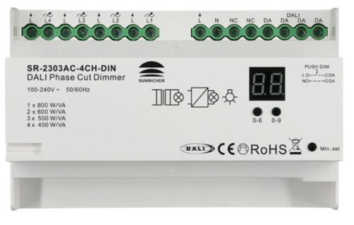 DALI DIN Rail SR-2303AC-4CH-DIN 4x400Watt Triac Phase Dimmer - Image 6