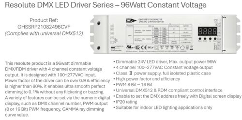 DMX Decoder 96W RGBW Constant Voltage - Image 2