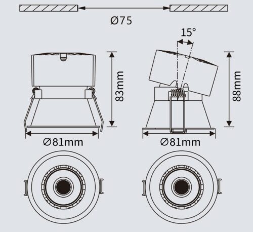13W Roshan Dimmable LED downlight GHSMVC2005H175 - Image 2