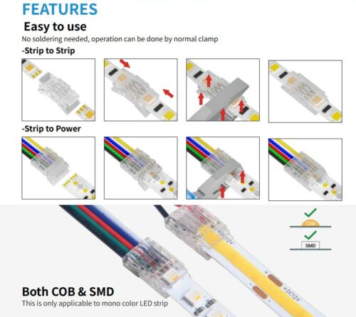 LED Versi Clip Ribbon Tape Solderless Connectors - Image 2