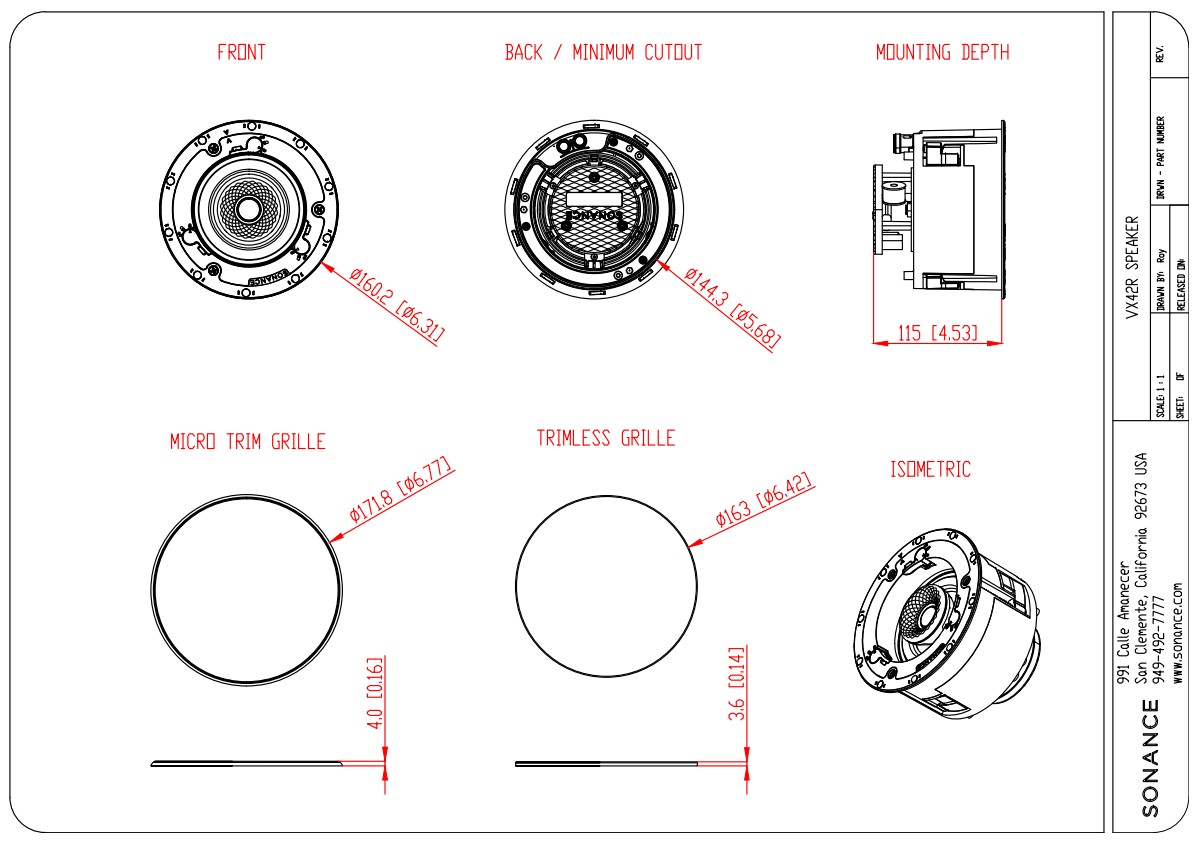 Sonance Visual Experience VX42R 4.5" Pivoting Two Way Round Speaker: PAIR - Image 4