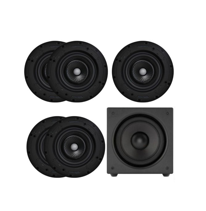 GHS-special-Projects-Sonance-SON-CINEMA-K1-speaker-bundles.jpg Sonance K1 In-Ceiling Cinema Bundle With VX66Rs Round Speakers and S10i Active Subwoofer: SET - Image 1